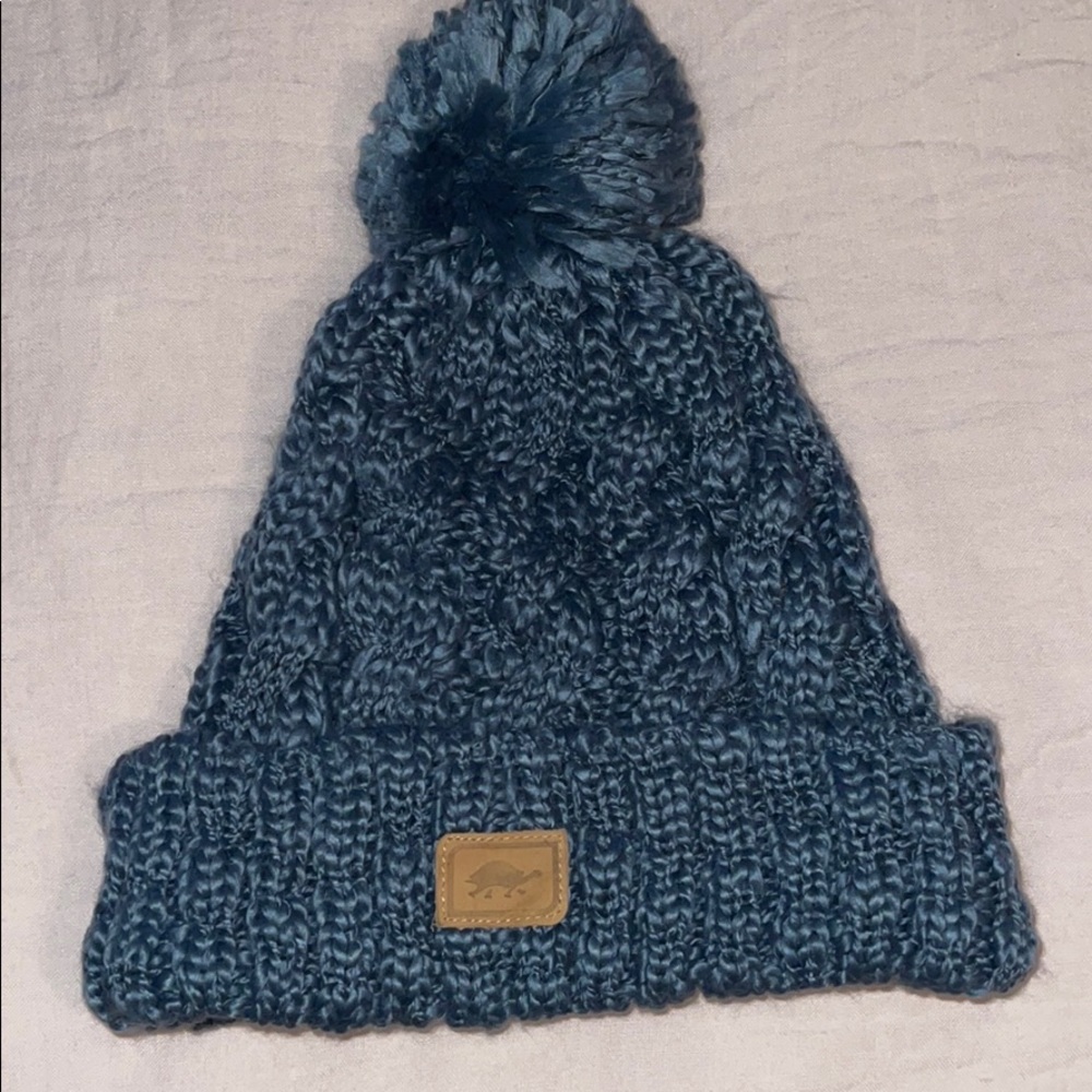 Blue hat with Pom Pom - only tried it on!